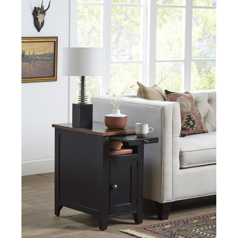 Gracie Oaks Ashworth Tray Top End Table with Storage and BuiltIn